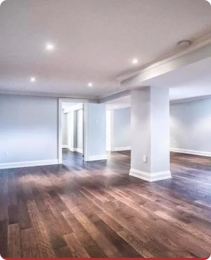 Open living space with refinished hardwood flooring