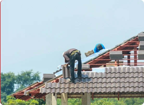 Roofing work in progress by Matrix Renovations